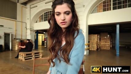 Street performer Nicole Rae seduced by a stranger in hidden room fuck