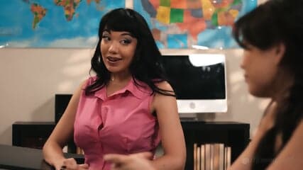 Lulu Chu Sexy Asian And Hot Teacher Milfs Chloe Amour And Little Puck Hot Lesbian Scene In Class