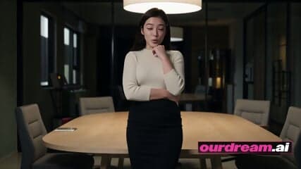 Ourdream | Busty Brunette Colleague Fucked On The Glass Meeting Room Table